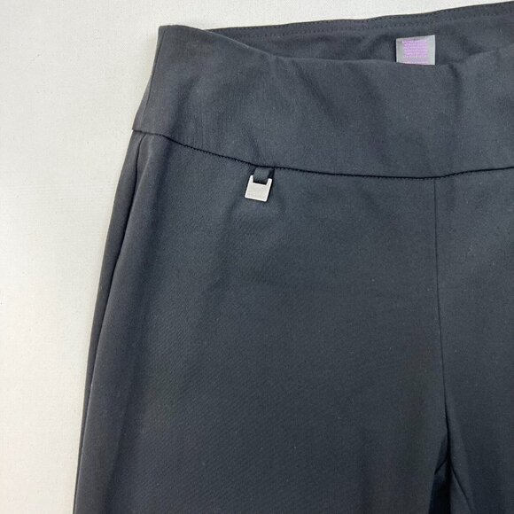 Slim Sation Womens Black Elastic Waist Straight Leg Pull On Ankle Pants Size 6 - Picture 3 of 8